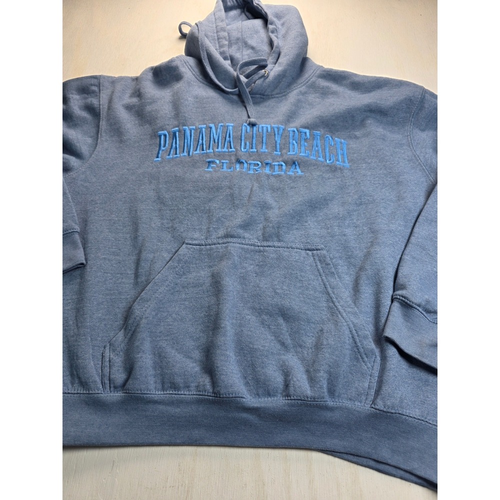 Sunsations Panama City Beach Florida Hoodie XL Blue Embroidered Souvenir Y2K